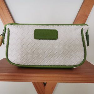 Eminence Organic Skin Care Weaved white Makeup cosmetic Bag w cute Bamboo knot